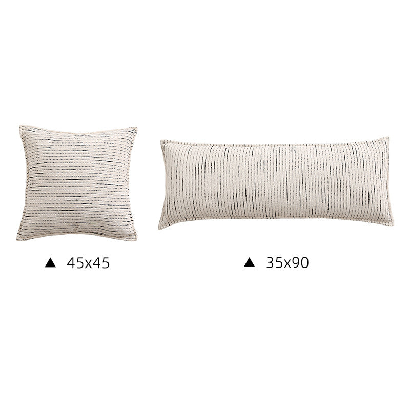 Decorative cotton-linen cushion cover with fine stripe texture