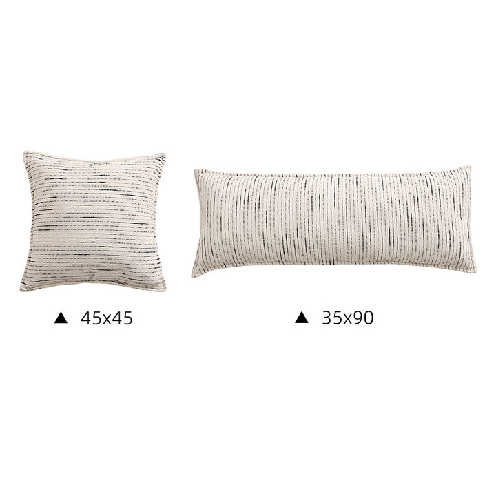 Decorative cotton-linen cushion cover with fine stripe texture