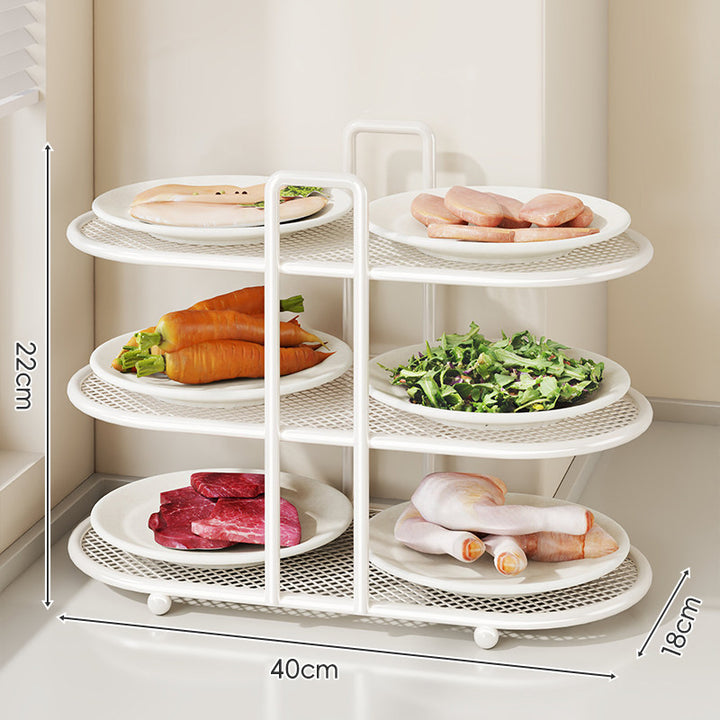 Tri-Level Oval Mesh Corner Countertop Pantry Organizer