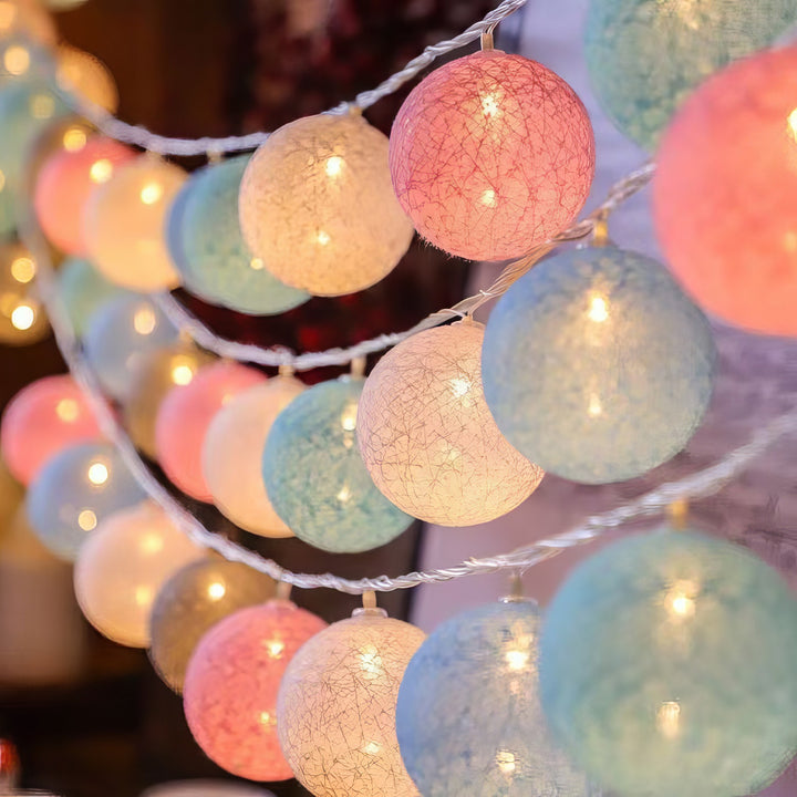 LED Cotton Ball String Lights Decorative Indoor Fairy Lanterns