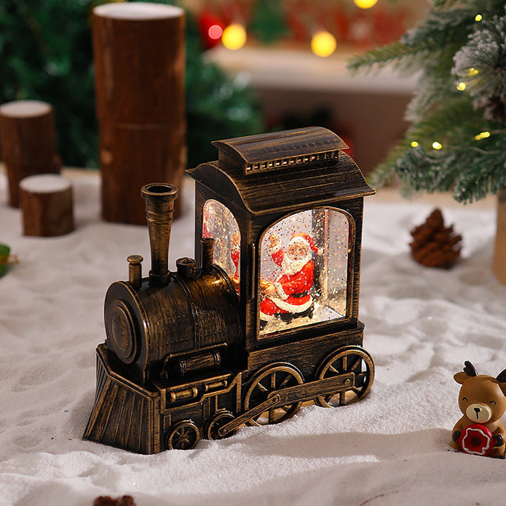 Nostalgic Christmas Train Lantern with Moving Santa