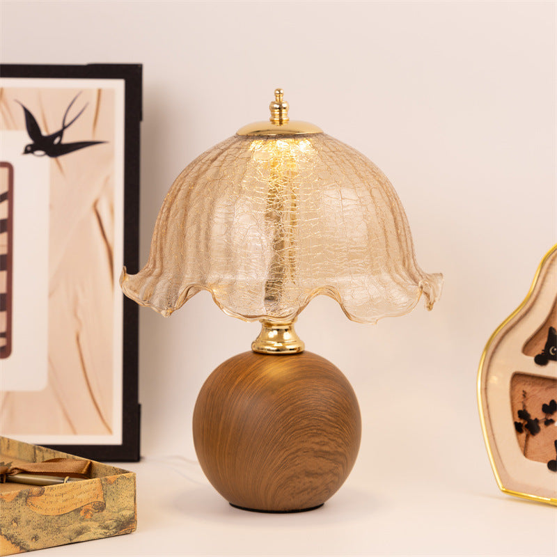 Vintage glass table lamp with artistic shade