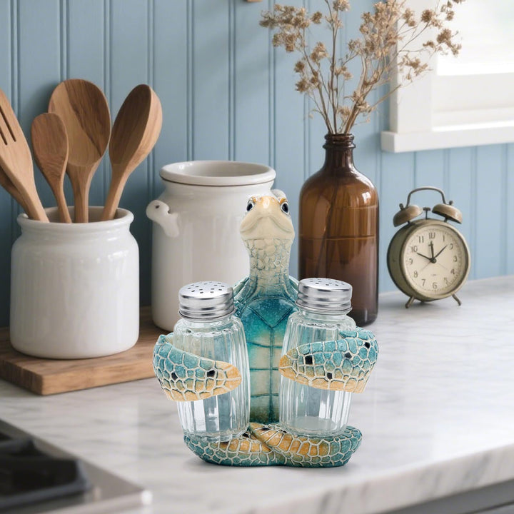 Decorative Turtle-Shaped Salt and Pepper Shaker Holder