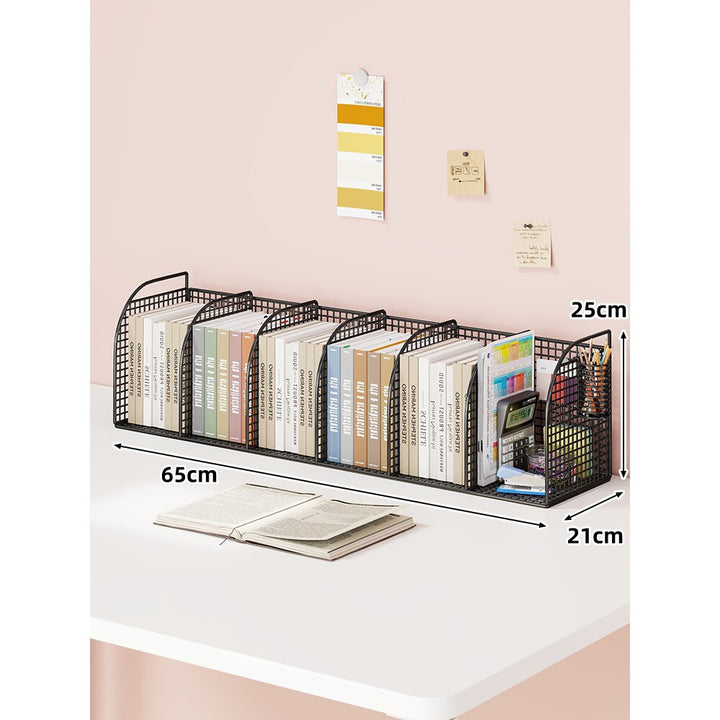Metal Mesh Desktop File and Stationery Organizer with Triple Compartments