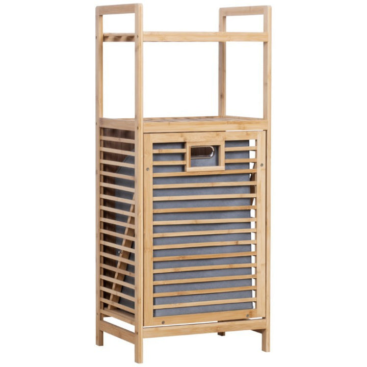 Laundry basket with bamboo frame and fabric insert