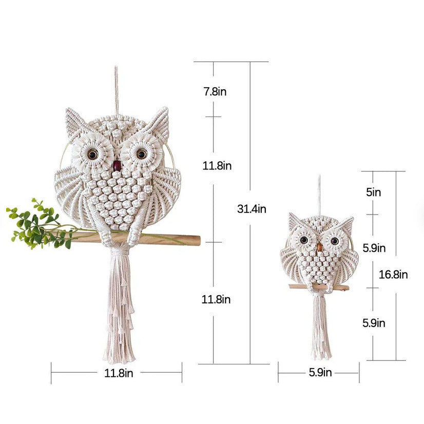 Artful Macrame Wall Hanging In Owl Shape