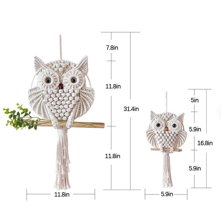 Artful Macrame Wall Hanging In Owl Shape