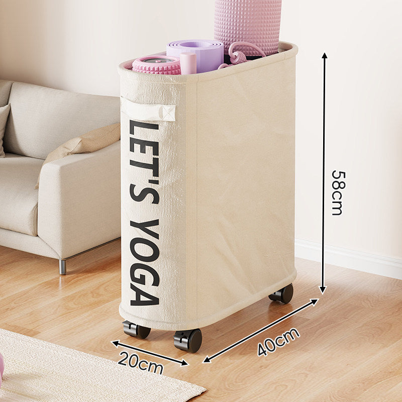Rolling Dual-Compartment Canvas Storage Cart for Yoga Mats and Rackets