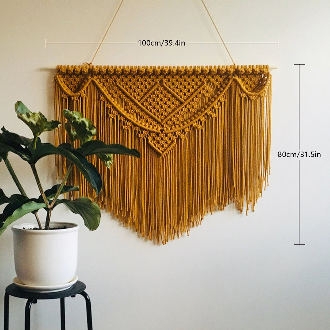 Macrame Wall Tapestry with Artistic Fringes