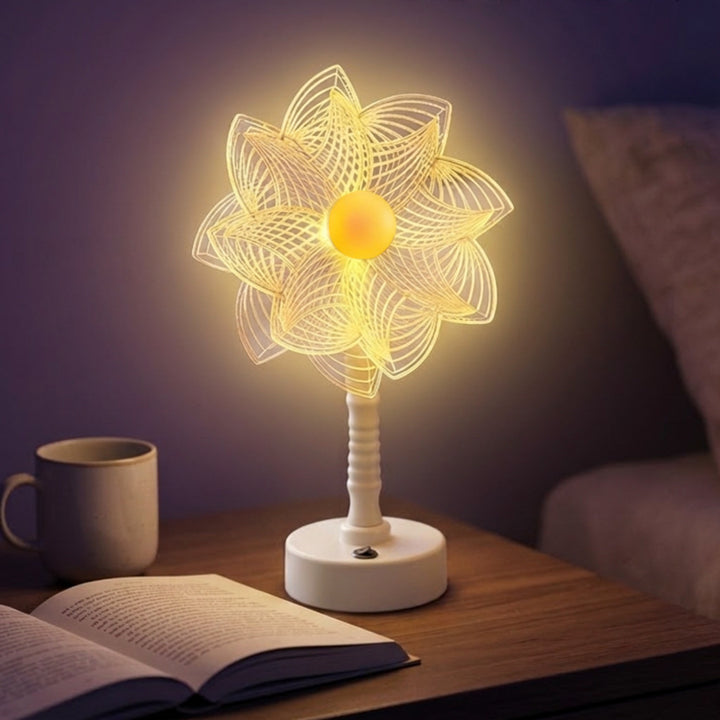 Mandala LED three-dimensional illusion night light table lamp with acrylic flower panel