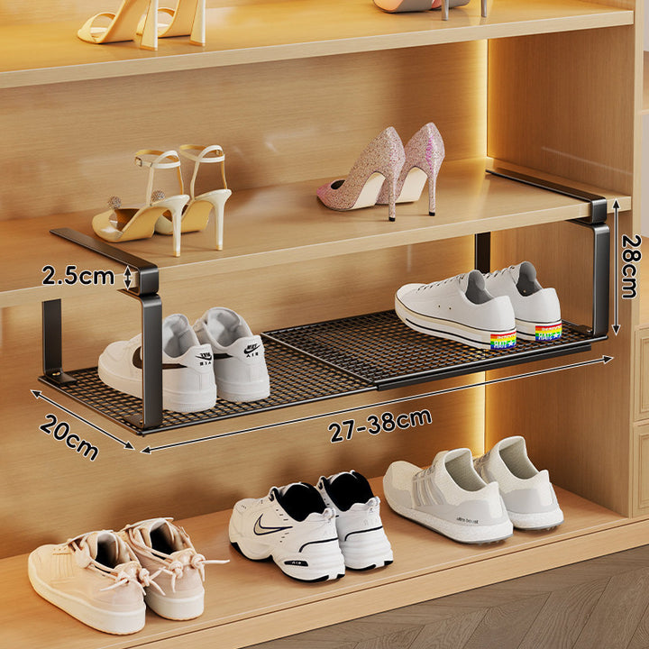 Adjustable Under-Shelf Pull-Out Shoe Rack Organizer