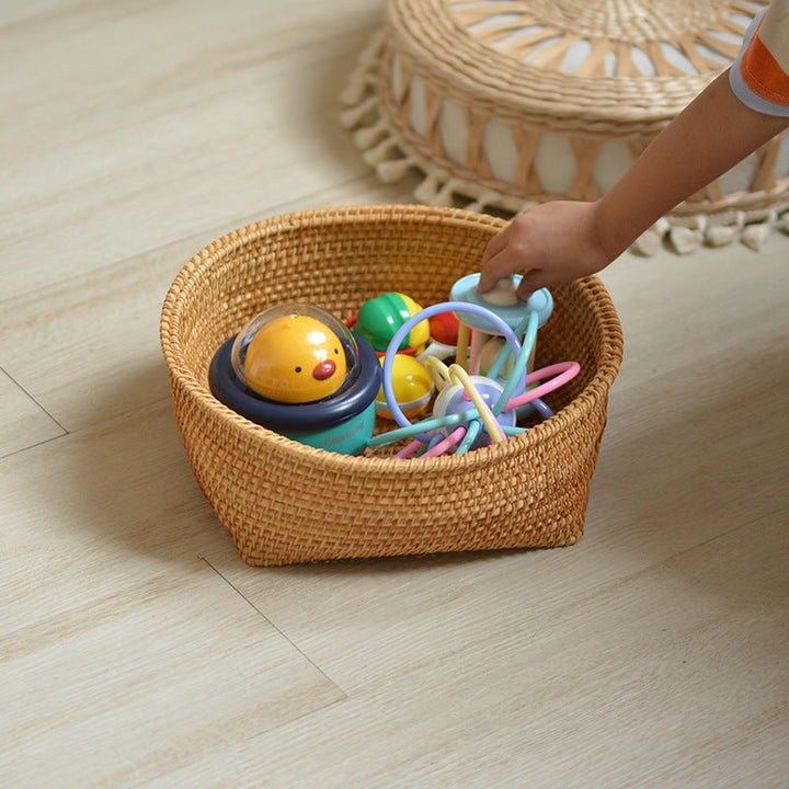 Handcrafted storage basket made of natural rattan