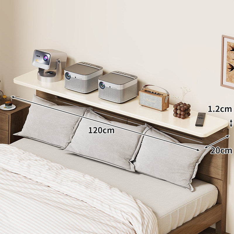 Headboard-Mounted Floating Bedside Shelf for Projectors and Devices