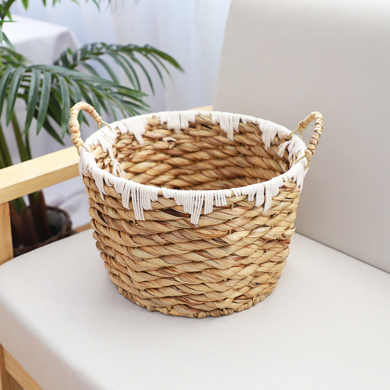 Basket with Macrame Accents