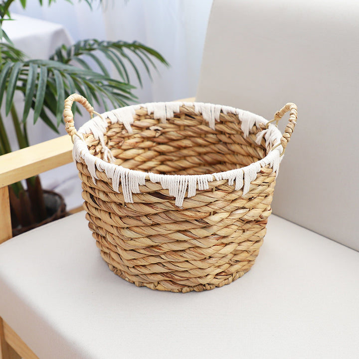 Basket with Macrame Accents