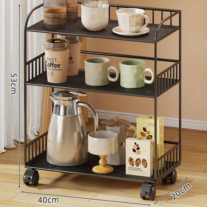Compact Two-Shelf Mobile Kitchen & Home Service Trolley with Perforated Metal Shelves
