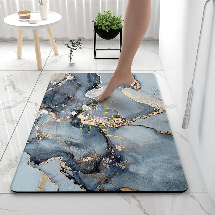 Soft Print Abstract Marble Bath Mat