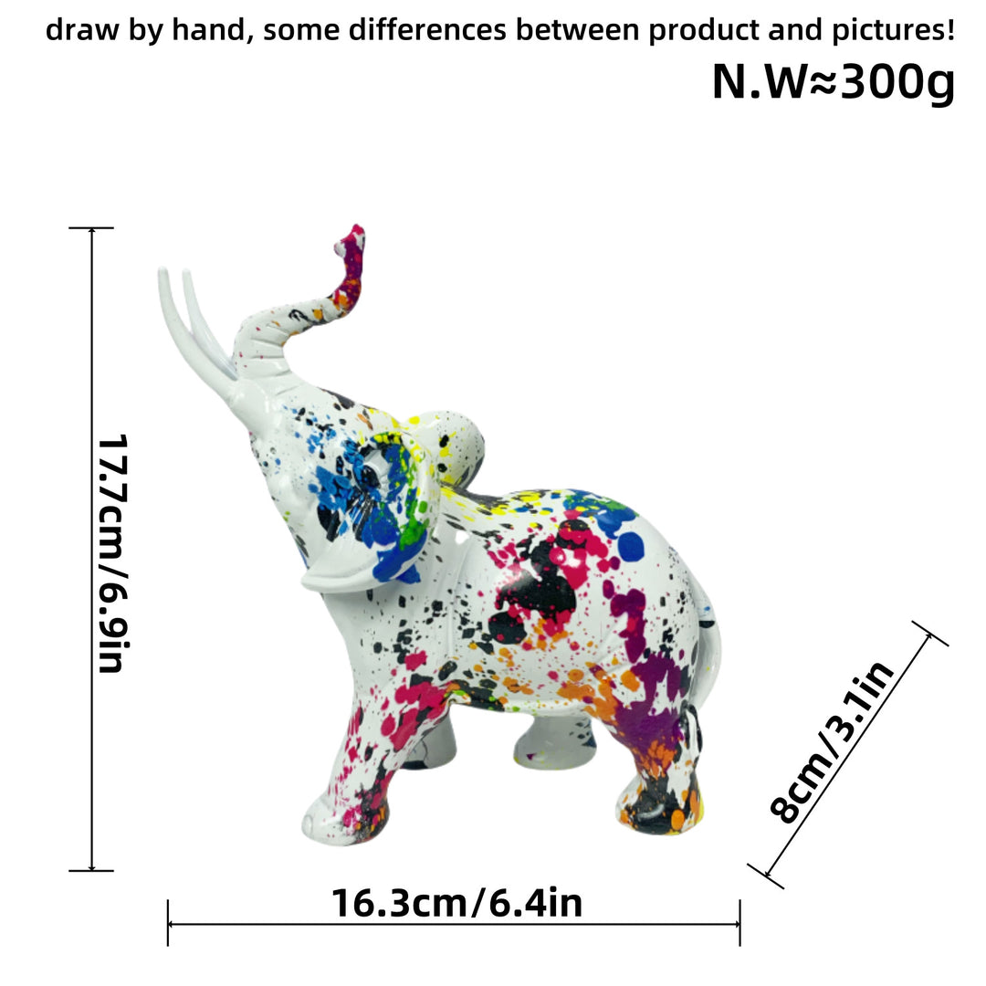 Creative elephant figurine with colorful design