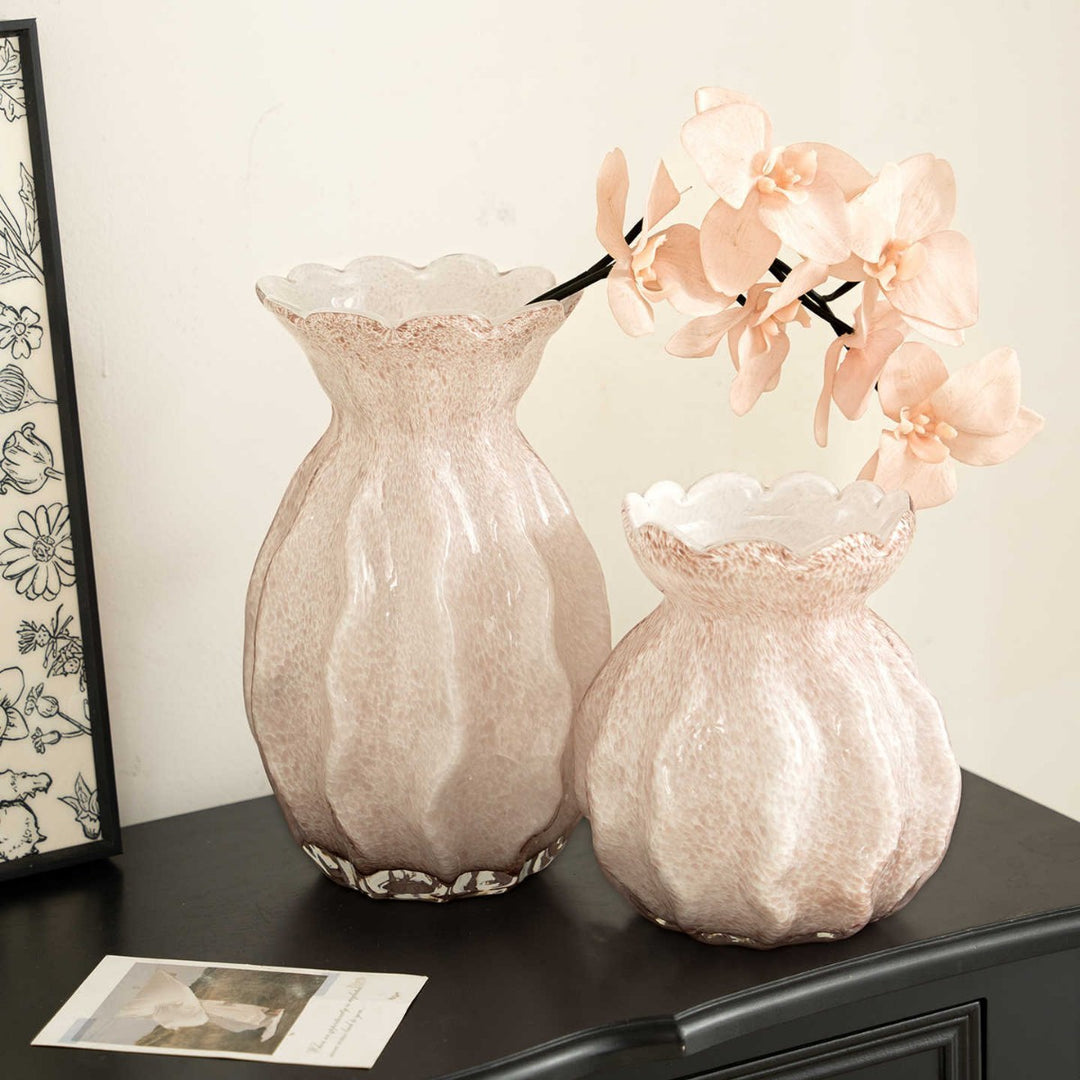 Handcrafted Pebbled Scalloped-Rim Decorative Bud Vase
