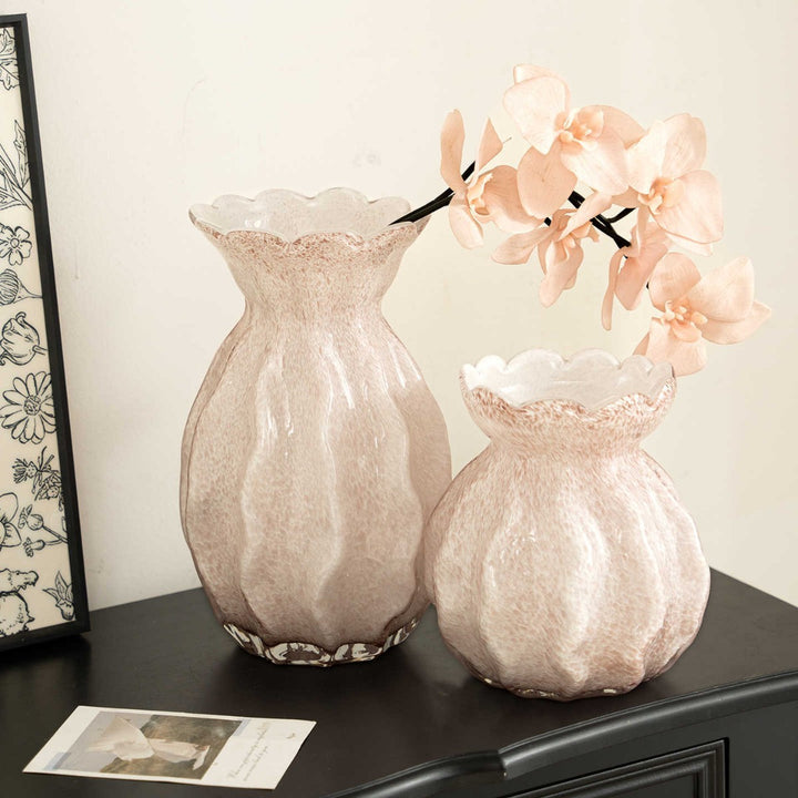 Handcrafted Pebbled Scalloped-Rim Decorative Bud Vase