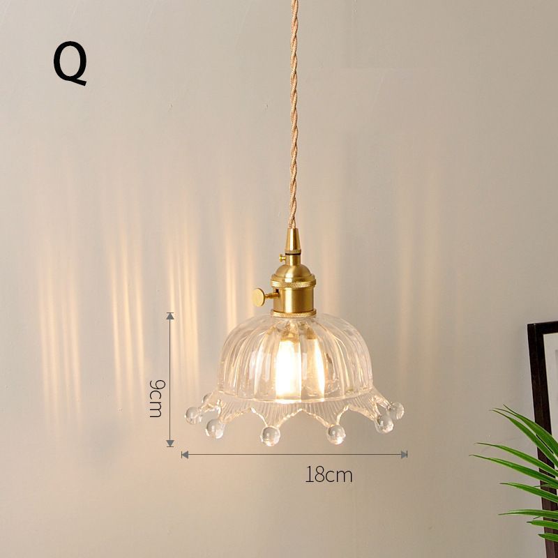 Fluted Glass Pendant Lamp with Vintage Brass Socket