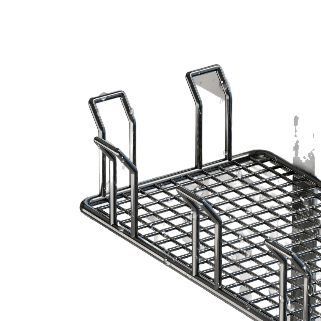 Over-Rail Balcony Shoe Drying and Storage Basket with Divided Mesh Compartments