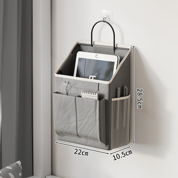 Wall-Mounted Hanging Fabric Storage Bin Organizer with Mesh Side Pocket