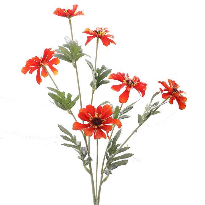 Artificial poppy flower branch with lifelike blooms and detailed leaves