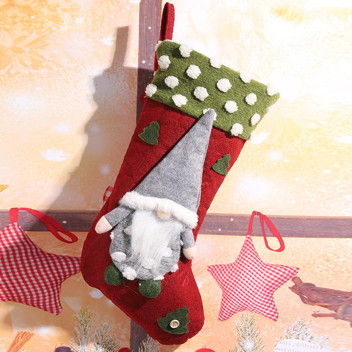 Cute Christmas stocking with gnome motif