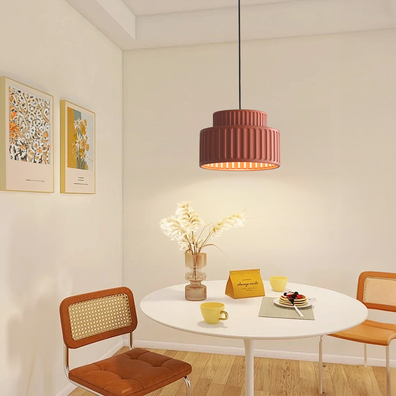 Contemporary ribbed pendant light
