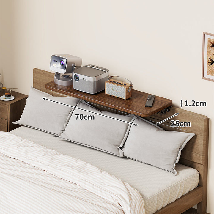 Headboard-Mounted Floating Bedside Shelf for Projectors and Devices