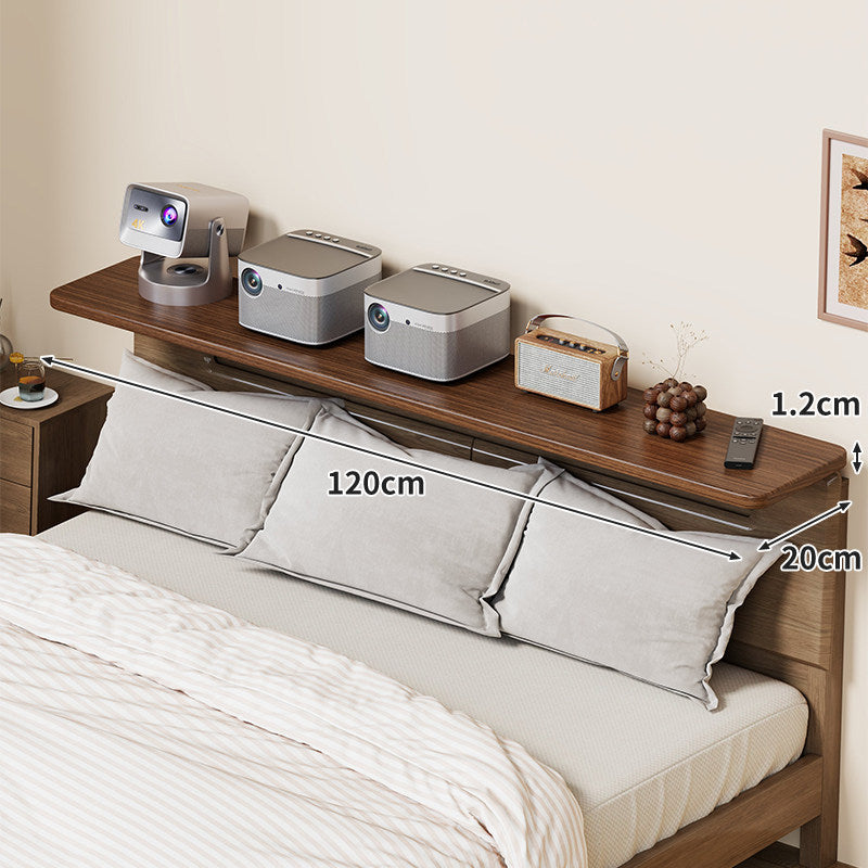 Headboard-Mounted Floating Bedside Shelf for Projectors and Devices