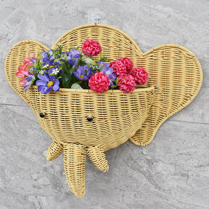 Decorative Elephant-Shaped Wall Basket