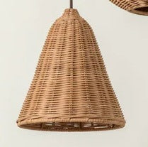 Handmade pendant light made of braided rattan