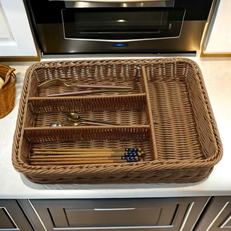 Multi-Sectional Woven Storage Basket