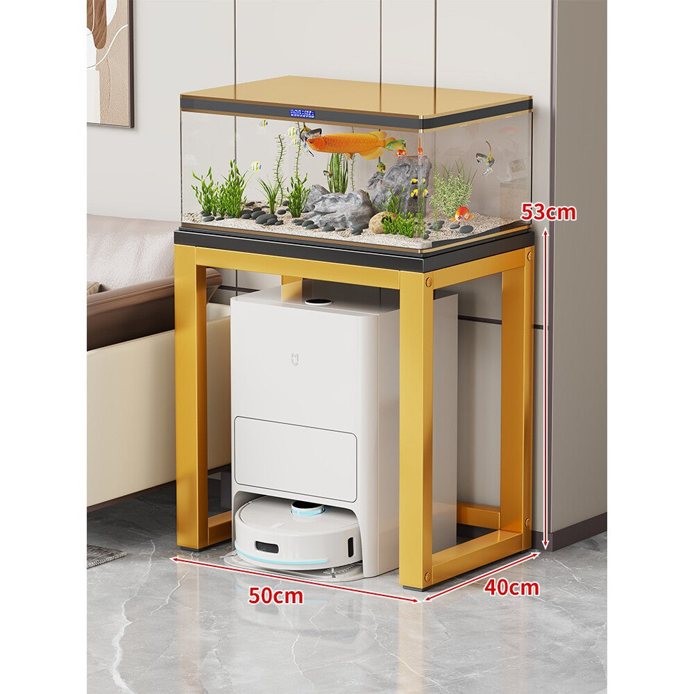 Modern Metal Frame Aquarium Console Table with Integrated LED Hood