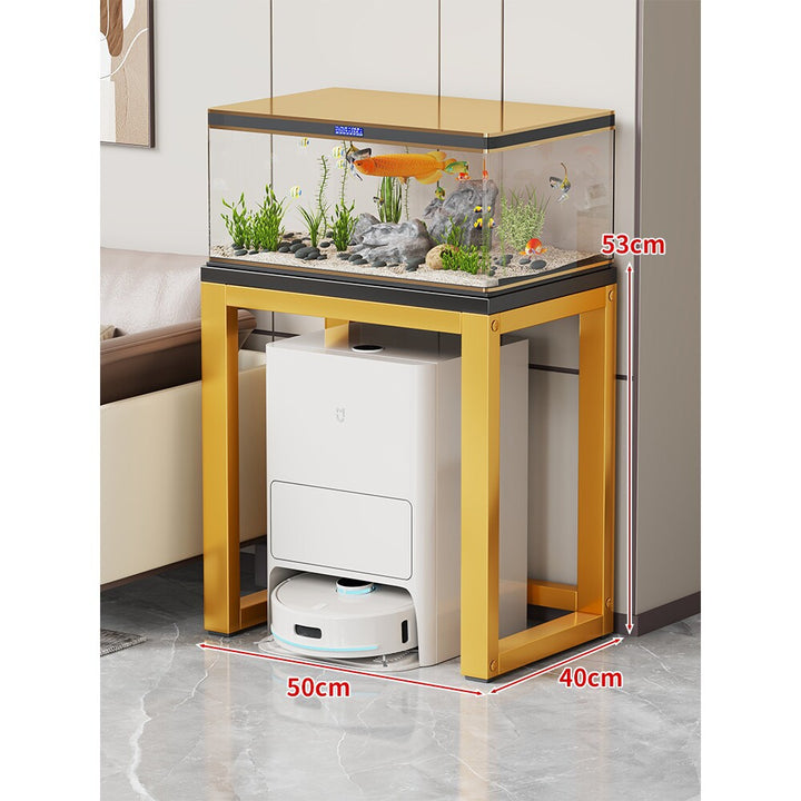 Modern Metal Frame Aquarium Console Table with Integrated LED Hood
