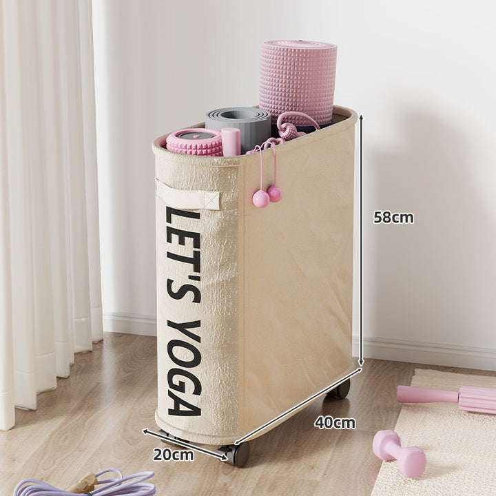 Rolling Yoga Mat and Foam Roller Storage Cart