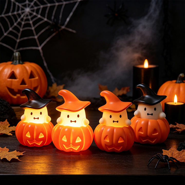 Halloween Pumpkin Witch Hat LED Night Light Set