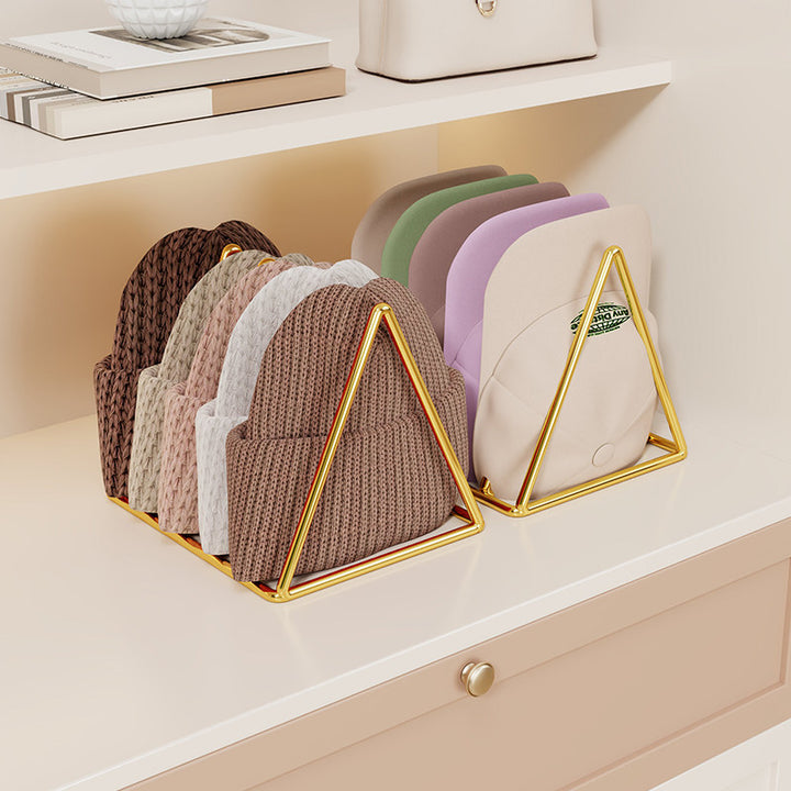 Triangular Metal Multi-Slot Knit Hat and Beanie Organizer Rack