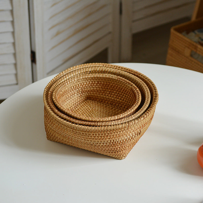 Handcrafted storage basket made of natural rattan