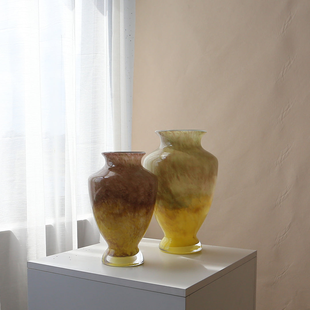 Hand-blown Glass Table Vase with Organic Glaze Texture
