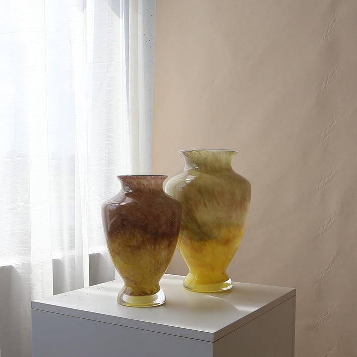 Hand-blown Glass Table Vase with Organic Glaze Texture