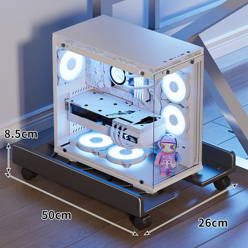 Mobile Desktop PC Tower Rolling Stand with Raised Anti-Slip Platform and Locking Swivel Casters