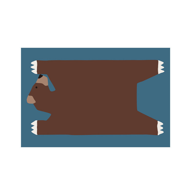 Flat-woven runner with stylized lion motif and non-slip backing