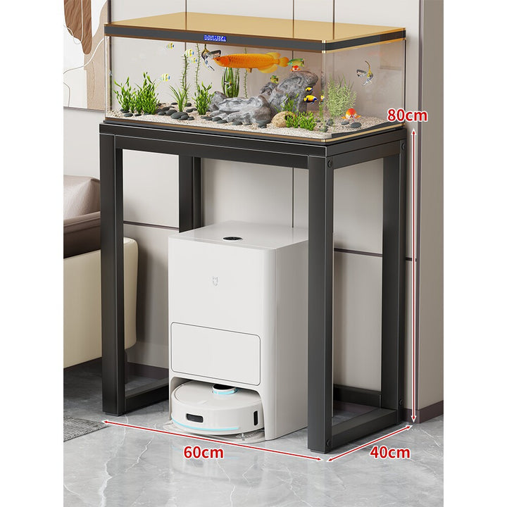 Modern Metal Frame Aquarium Console Table with Integrated LED Hood