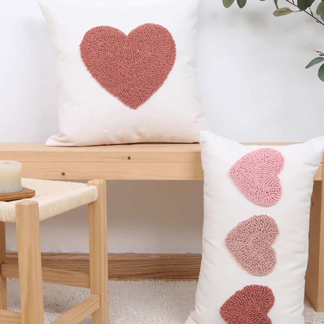 Textured Heart Motif Throw Pillow