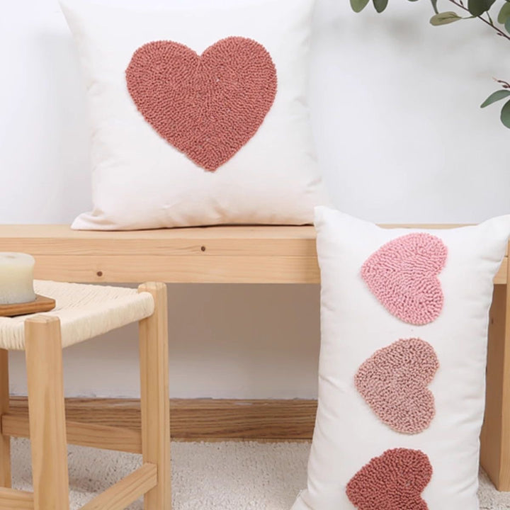 Textured Heart Motif Throw Pillow