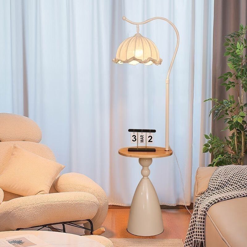Modern floor lamp with integrated side table