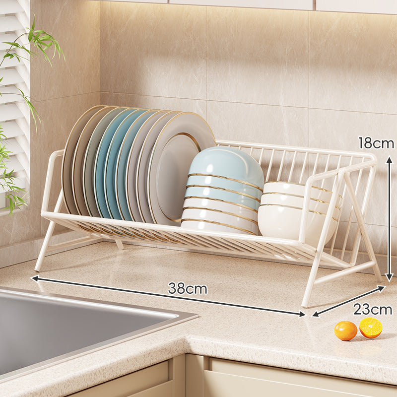 Compact Stainless Steel Countertop Plate Organizer with Removable Drip Tray